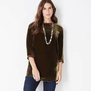 NWT Olive Silk Velvet Boat-Neck Tunic J.Jill Small